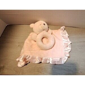 Carters Pink Teddy Bear Plush Rattle w Lovey Security Blanket